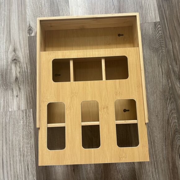 SpaceAid Bamboo Bag Organizer for Kitchen Drawer 13x12x3 Gently Used - Picture 2 of 14